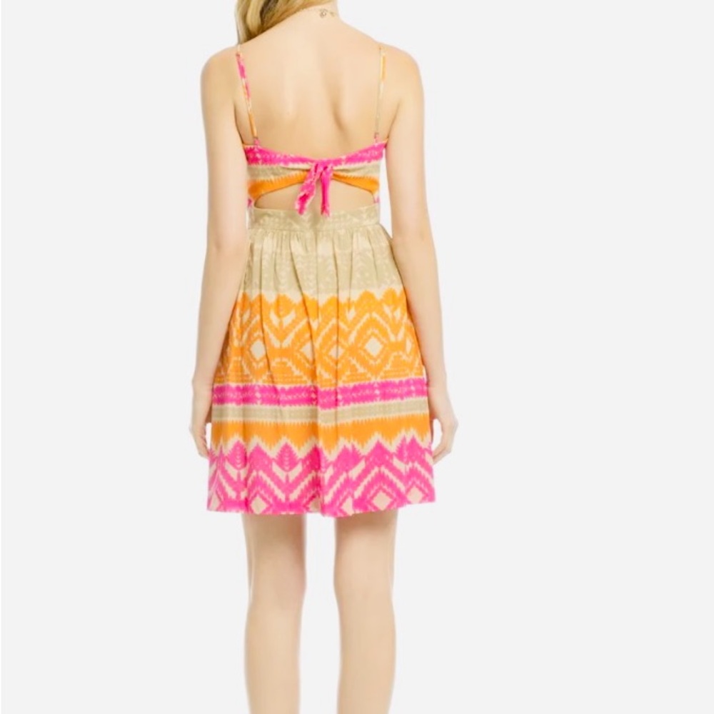 Trina Turk Silk Dress Anargosa Desert Mini Pink and Orange Patterned Size 8 - Picture 13 of 15